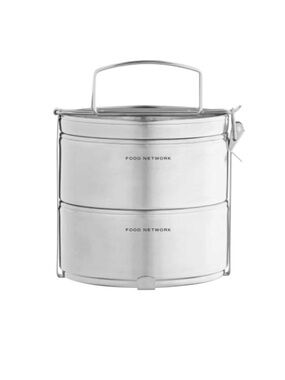 Food Network Silver 2-Tier Stainless Steel Lunch Carrier